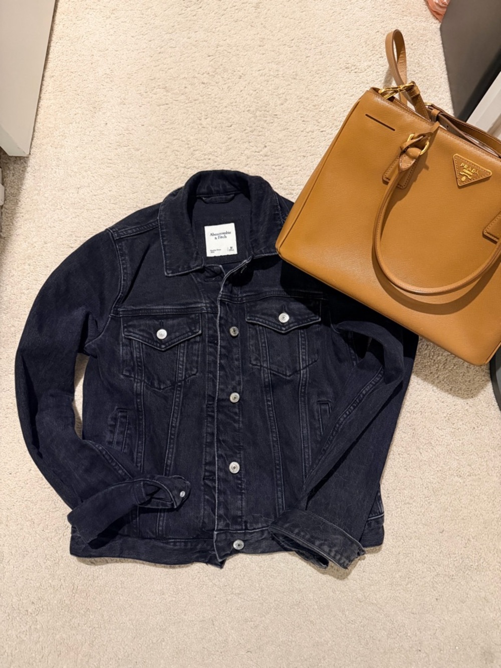 Abercrombie & Fitch Washed Black Denim Trucker Jacket